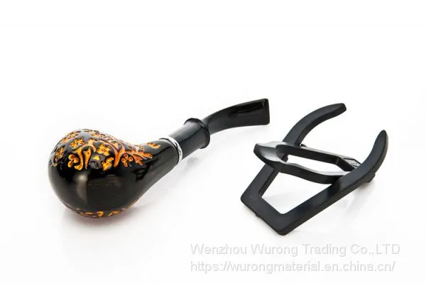 145mm Length Wooden Resin Short Tobacco Pipe With Vintage Yellow Carved Pattern Head for Smoking photo-2
