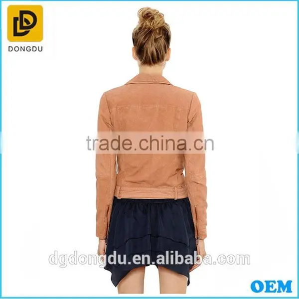 High Quality Wholesale Cheap Bulk Waterproof Fitness Ladies Fashion Biker Leather Jacket photo-2