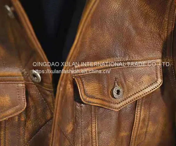 2021NEW FASHION WASHED MEN'S GENUINE COWSKIN LEATHER JACKET FACTORY HOT SALE photo-2