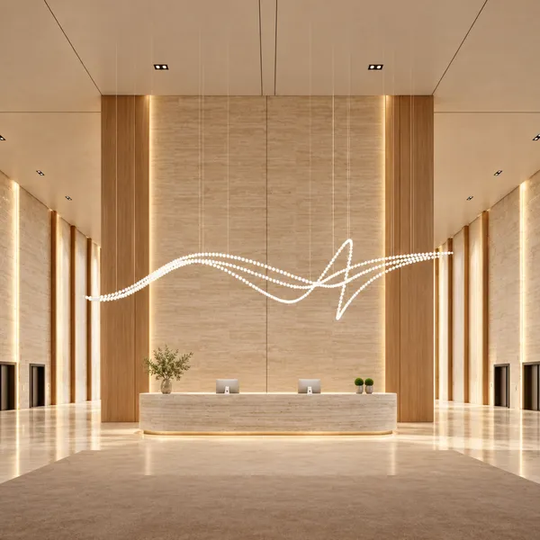 Wave LED Ribbon Chandelier for Hotel Reception