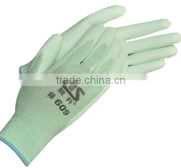 Polyester pu Coated Glove/ PU Coated Working Cut Resistance Gloves photo-3