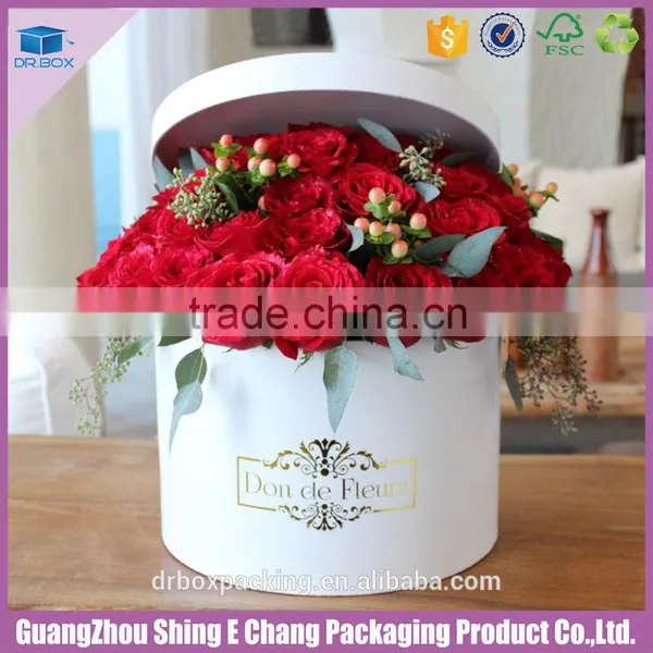 Colorful Flower Decoration Cardboard Gold Stamping Print Flower Hat Box With Ribbon Hands photo-2