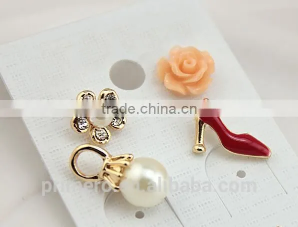 New Sexy Flowers Heels Shoe Asymmetric Earrings Women 18K Gold Plated photo-4