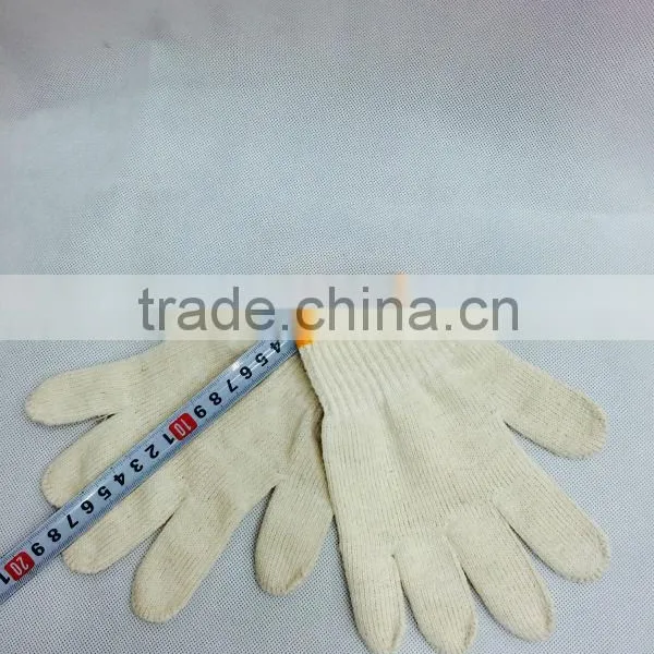 Weight High Quality 10G Bleached White Safety Working Short Fingers Cotton Gloves