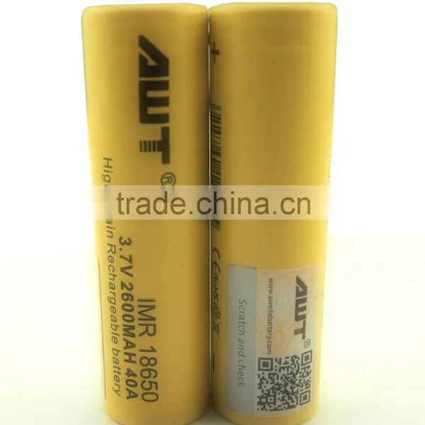 AWT Yellow 18650 2600mah 40A Subox Mini Vape Mod Box Mod Awt 18650 High Drain for Best Vape Mod Philippine photo-3