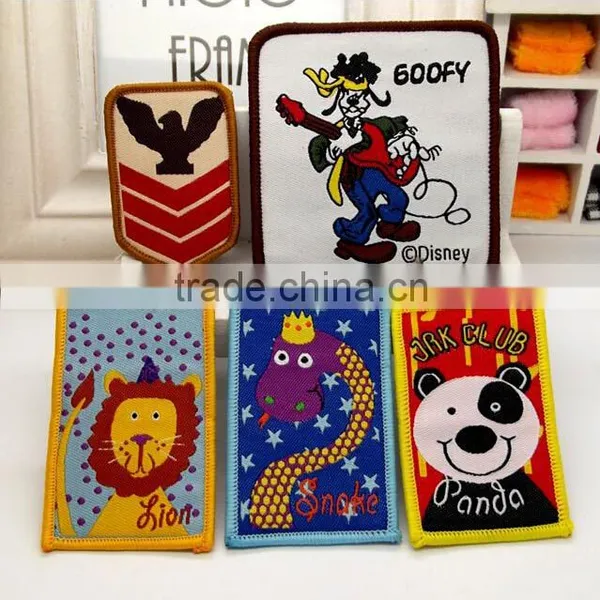Cartoon Woven Label Fabric Patch Stickers Clothes Trousers Accessories Adhesive Applique Rectangle Badge