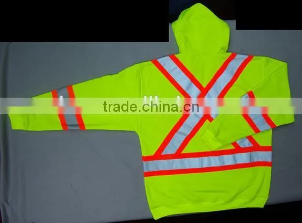 Hi-vis Long Sleeves Fashion Reflective Sports Hoodie Shirts Single Polar Fleece Safety Clothing photo-2