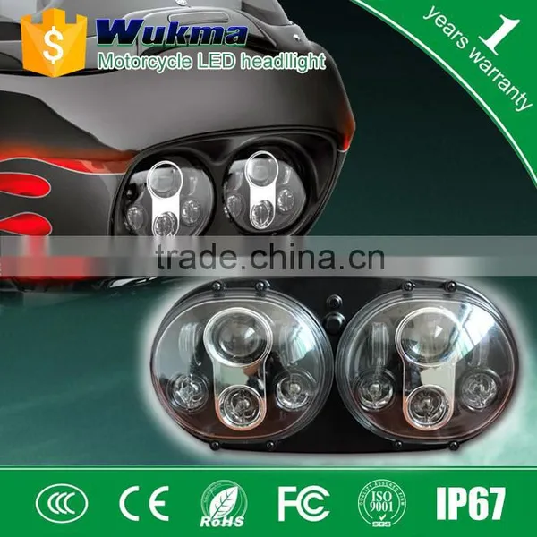 Black Twin Headlight Dual Lamp For Harley Davidson Road Glide Custom Fits Harley Road Glide photo-3