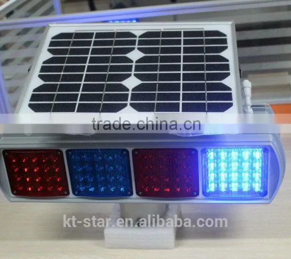 Super Bright Kutuo Two-sided 12 Volt Led Solar Powered Warning Flashing Light photo-3