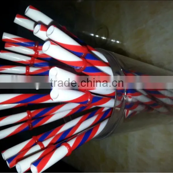 Plastic Drinking Straw With Stripe and Little Ring