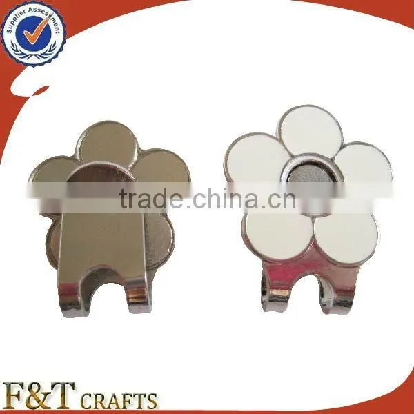 New Design Flower Shaped Glitter Enamel Custom Metal Golf Magnet Hat Clip photo-2