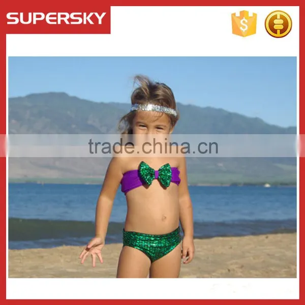 A-1634 Kids Swimmable Mermaid Swimwear Kids Mermaid Tail Swimsuit Children Mermaid Bikini Swimwear photo-4