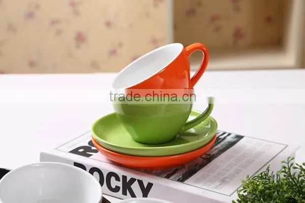 Color Glaze Porcelain Coffee Cup With Saucer photo-3