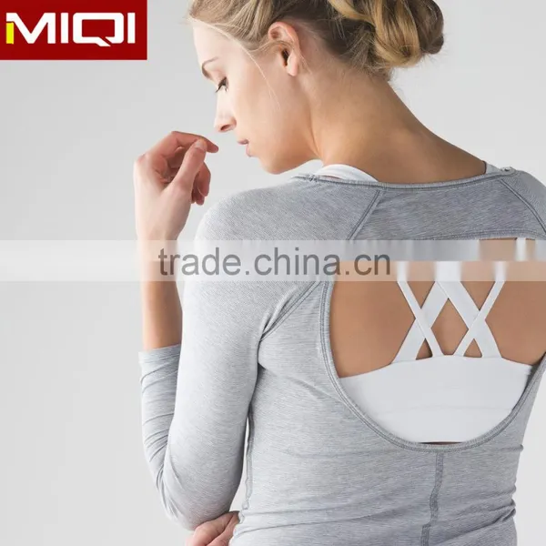 Top Quality Breathable Nylon Spandex Gym Wear Custom Sexy Women Fitness T Shirt Wholesale photo-4