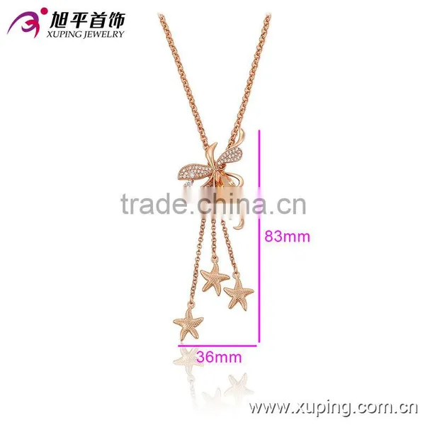 High Quality Rose Gold Plated Chain Necklace Cute Star and Flower Design for Women Girls. photo-3