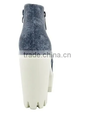 New Women Almond Toe Lace Up Lug Sole Platform High Chunky Heel Bootie Sneakers photo-5