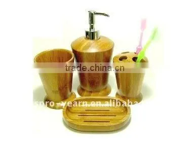 4pcs Bamboo Bathroom Sanitary Accessories Ware
