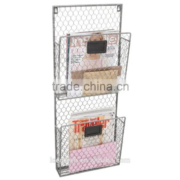 2 Tier Wall Mounted Metal Storage Baskets / Magazine Rack / File Organizer photo-3