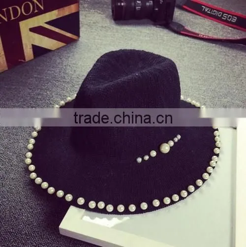 2016 Latest Pearl Design Beach Sun Hats Hot Sale Original Cheaper Sale Ladies Hat Wholesale China photo-3