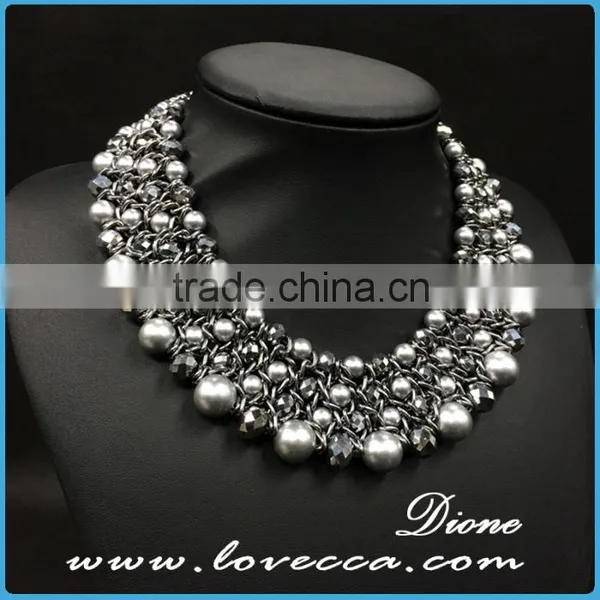 New Hot European Retro Alloy Beaded Waved Silver Plated Necklaces for Sale photo-2