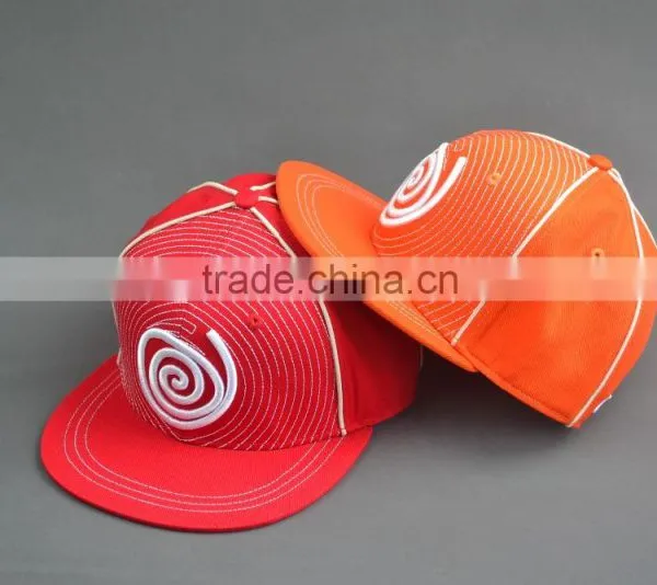 Red Flat Brim Fitted Caps With Custom Logos photo-6