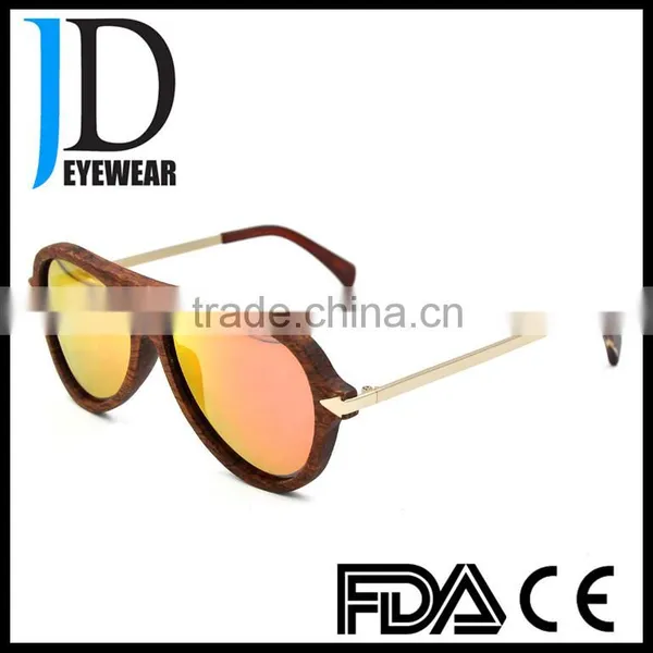 High Quality Classic Wood Metal Combination Aviator Wood Sunglasses photo-2