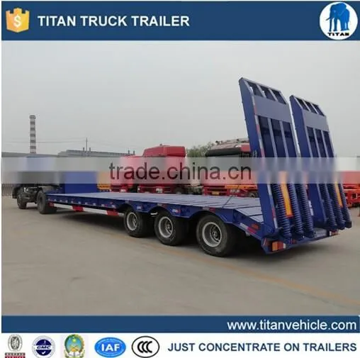 New Extendable Hydraulic Ramp 3 Axles Lowboy Trailer 100ton for Sale photo-2