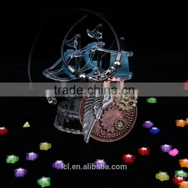2015 Yiwu Fashion Imitation Jewelry Hot Sale Steampunk Gear Wings Pendant With Imitation Crystal Cameobig Statement Necklace photo-4