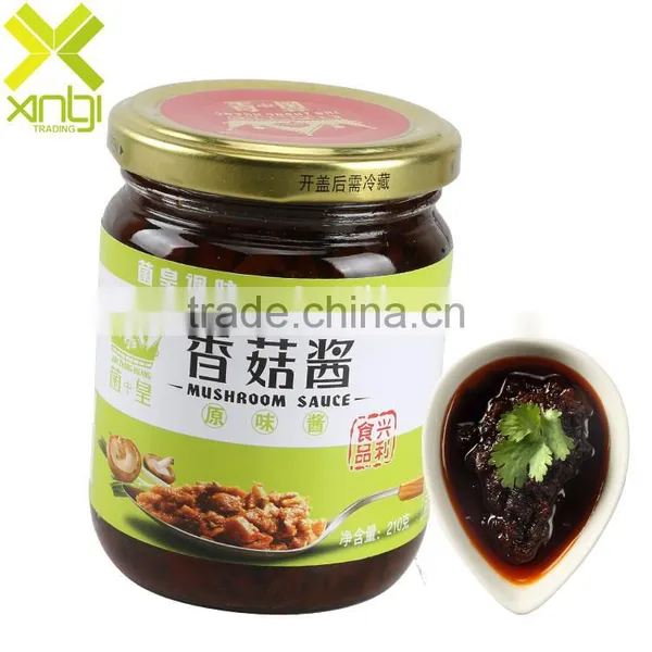 Savory Mason Jar Packed 210g Original Taste Mushroom Sauce With HACCP and FDA Certification