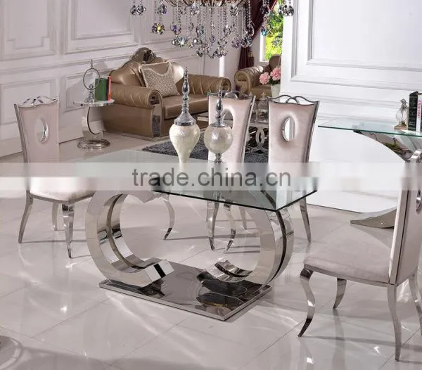 Stainless Steel Frame Rectangle Black Glass Top Dining Table photo-5