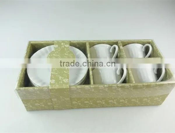 White Stock Lot for Sale Ceramic Tea / Coffee Cup & Saucer With Color Box 12 Pieces Set photo-2