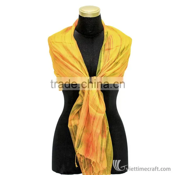 Striped Silk Scarf, Multi-color, 100% Handicraft in Vietnam photo-3