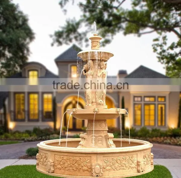 Hot Selling Stone Carving Marble Four Season Ladies Big Water Fountain photo-3