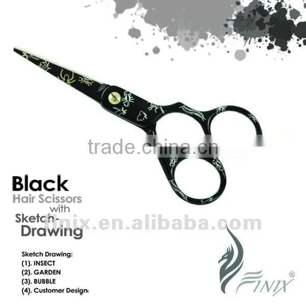 Zinc-Alloy Handled Customized Engraved Pattern Tattoo of Hair Scissors photo-2