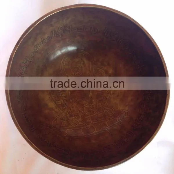 High Quality Asthamangala Symbol Meditating Buddha Carved Singing Bowl photo-2