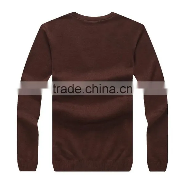 100% Fine Wool Men's Brown Pattern Knitwear Cardigan photo-2
