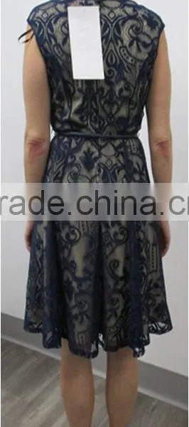 Cap Sleeve Lace With Belt Dress photo-2