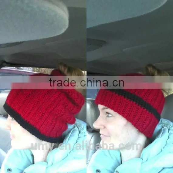 Bun Beanie Running Ponytail Toque Hat photo-4