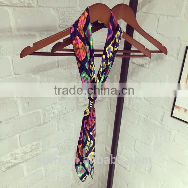 Fashion Ladies Scarves Colorful Printing Emulation Silk Tie Scarf for Women Bufandas Mujer 2016 photo-2