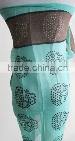 Aqua Blue Star Skull Scarf Taupe Skull Scarf With Aqua Blue Star photo-2