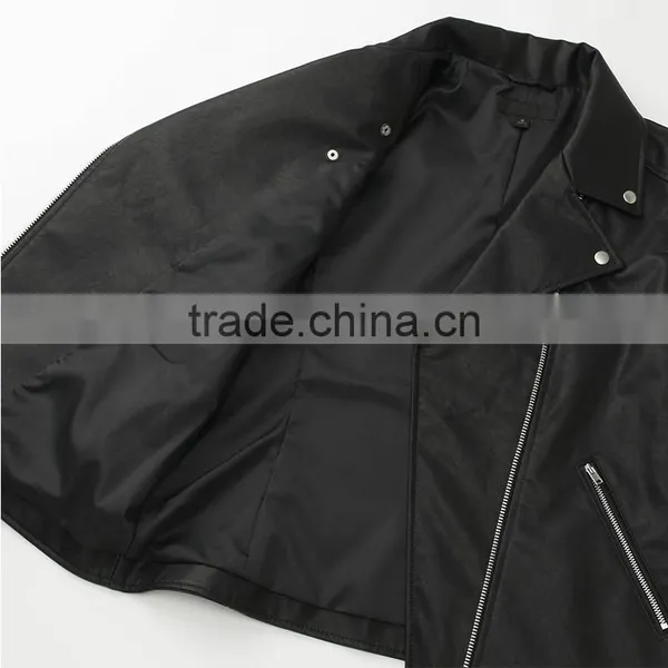 Women's Cool Black Moto Riders Coats Diagonal Front Zipper Leather Jackets photo-3
