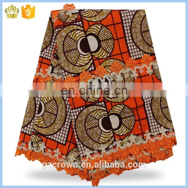 2017High Quality Embroidery French Wax Lace Fabric Cotton Nigeria Real Prints Wax With Cord Lace Fabric for Dress H170111005 photo-4