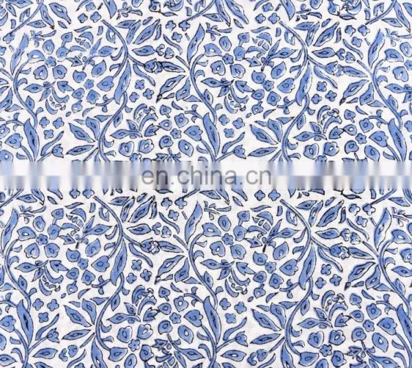 100% Cotton Jaipur Sanganeri Hand Block Printed Fabric Dressmaking Sewing Fabric By Meter photo-3