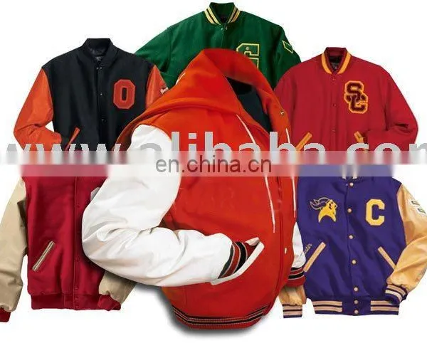 Bass-Ball Leather Sleeves Varsity Soccer Letter Men Jackets