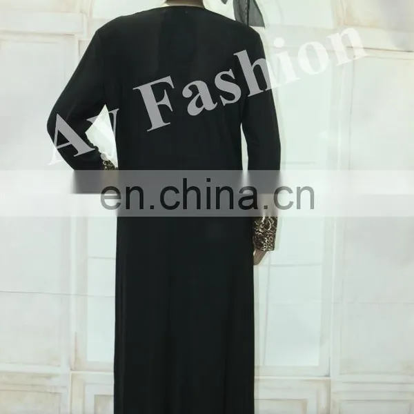 New Style Fashionable Front Open Abaya Women Kimono With Lace Trim Fashion Design Lace Abaya photo-3