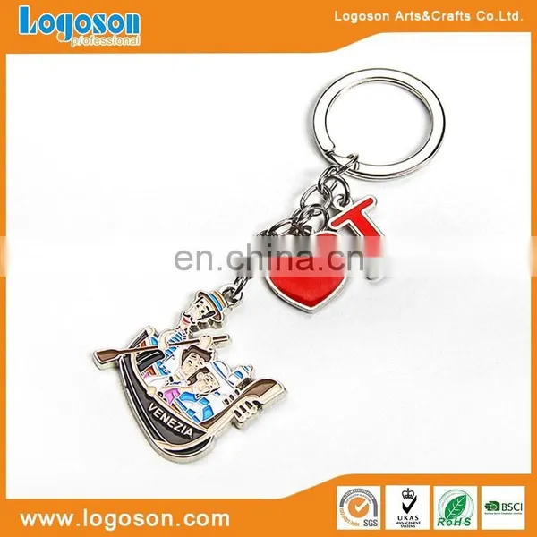 Custom Embossing Venezia Souvenir Heart Keyring Metal Keychain photo-3