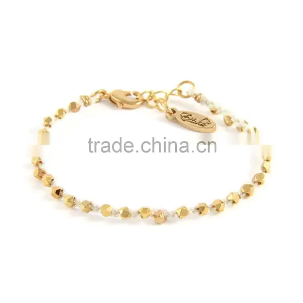 Cotton Rope Woven Alloy Bead Bracelet With Lobster Clasp photo-6
