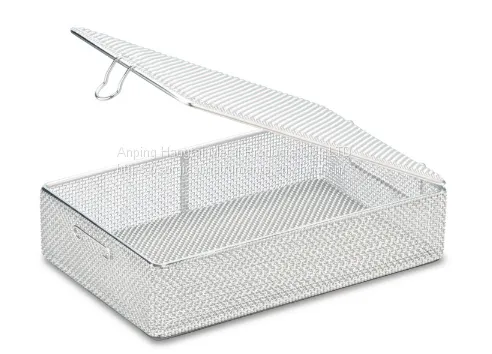 Micro Fine Mesh Baskets With Lids Fine Mesh Boxes With Hinged Removable Lid photo-4