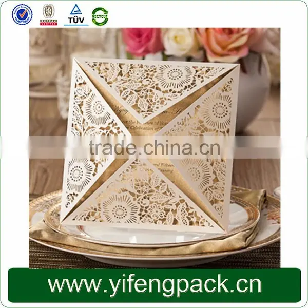 2015 Latest Wedding Card Design,handmade Gold Wedding Invitation Card photo-4