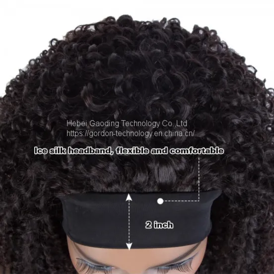 HUMAN HAIR HEADBAND WIG KINKY CURLY WIGS 150% DENSITY NATURAL COLOR photo-3